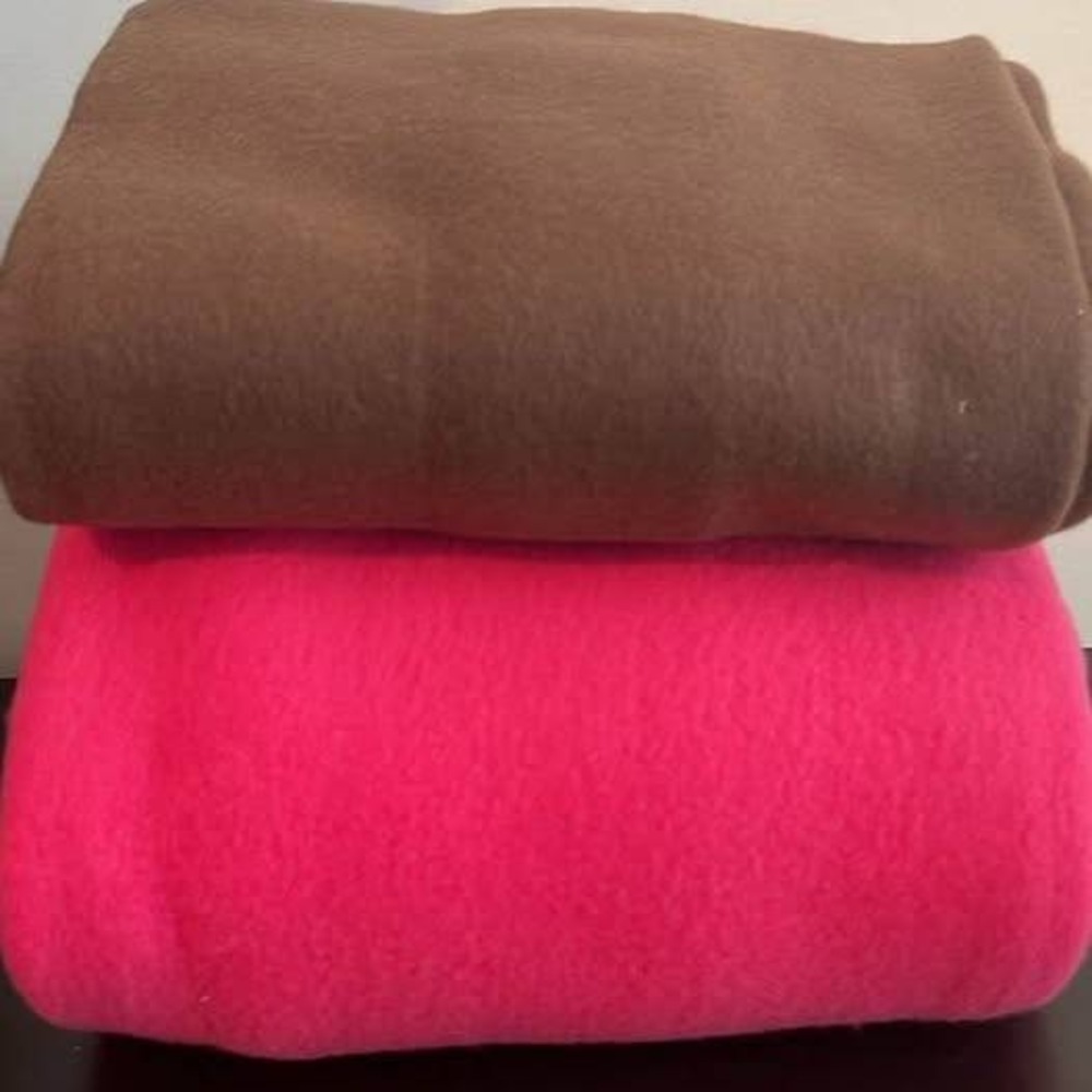 Remnant Fleece, Pink & Brown - 2 pieces - See Description - 00877